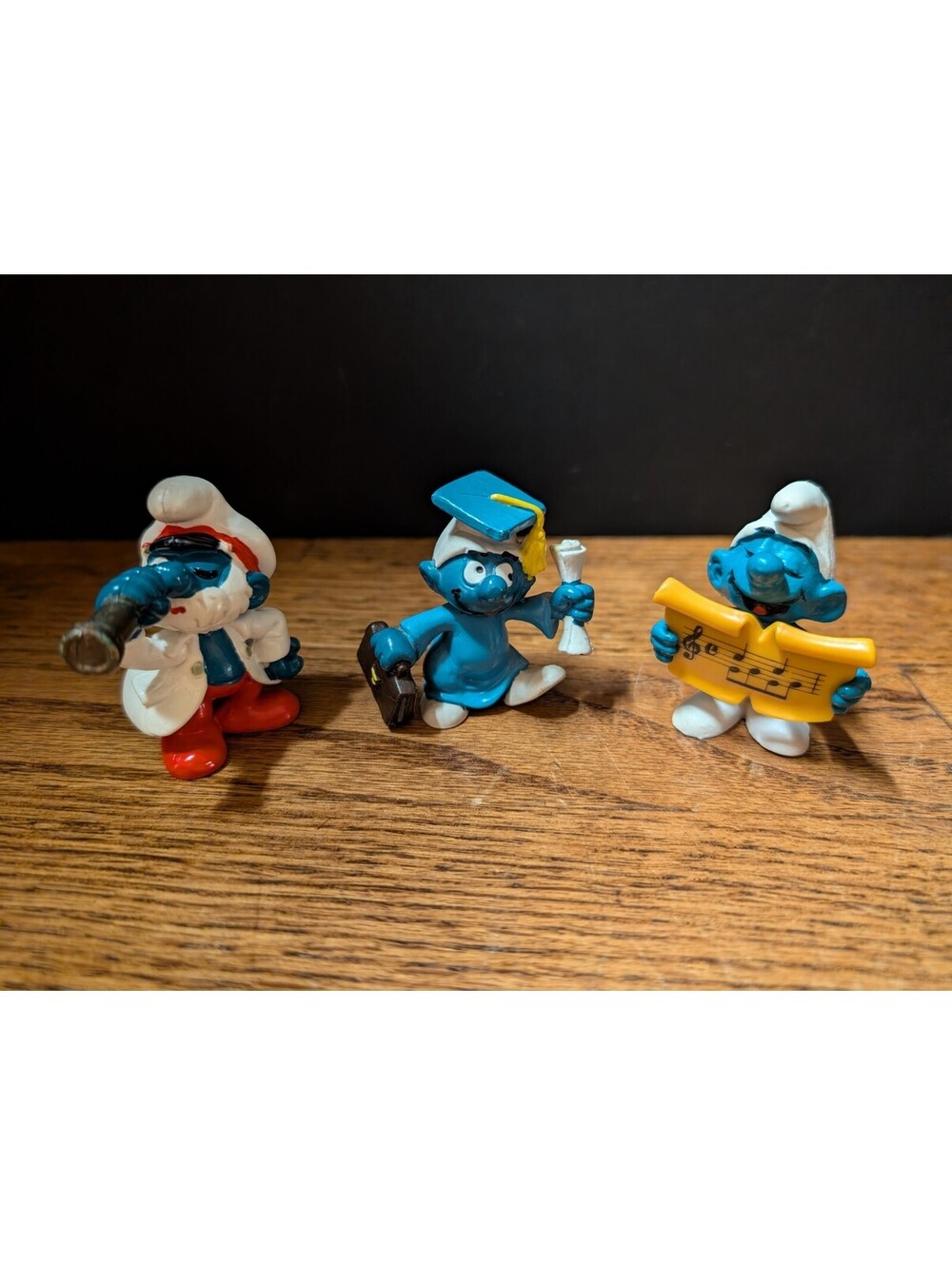 Vintage 1970’s 80’s Peyo Schleich Smurfs PVC Figures Lot of 3 Graduate Singer